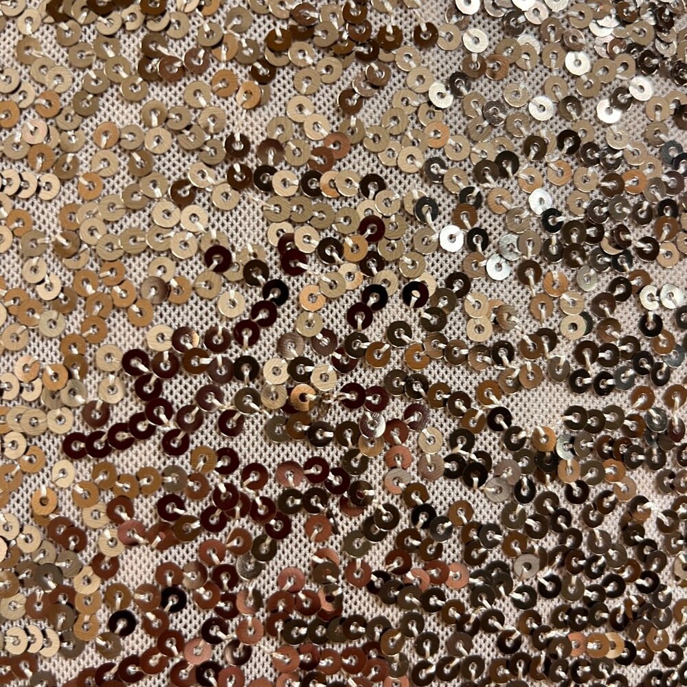 Badgley Mischka Cowl Back Stretch Fit Gold Sequin Evening Gown - Picture 5 of 15